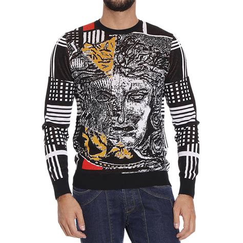 versace black velvet jumper|Versace jumper men's sale.